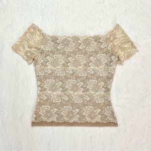 Vintage Floral Lace Off the Shoulder Top